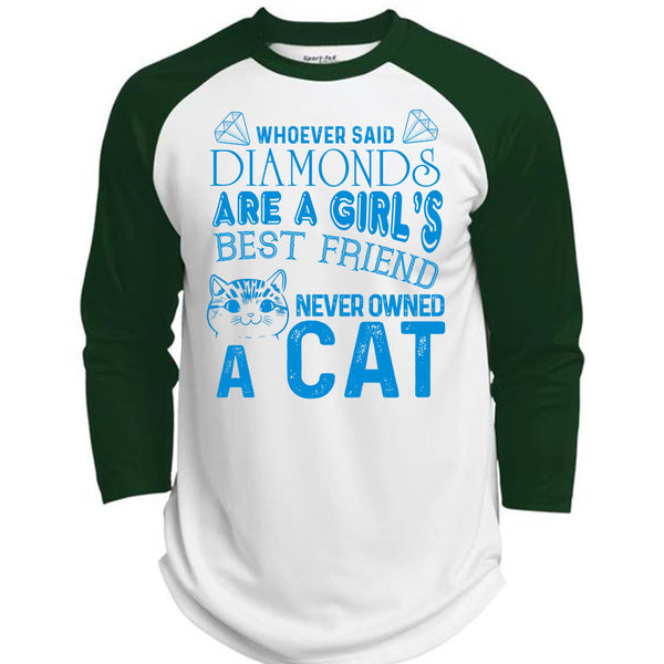 Diamonds Are A Girl's Best Friend Never Owned A Cat T Shirt, My Favorite T Shirt, Awesome T-Shirts  (Polyester Game Baseball Jersey)