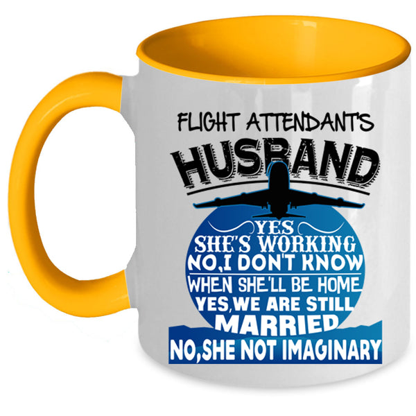 Just Married Coffee Mug, Flight Attendant's Husband Accent Mug