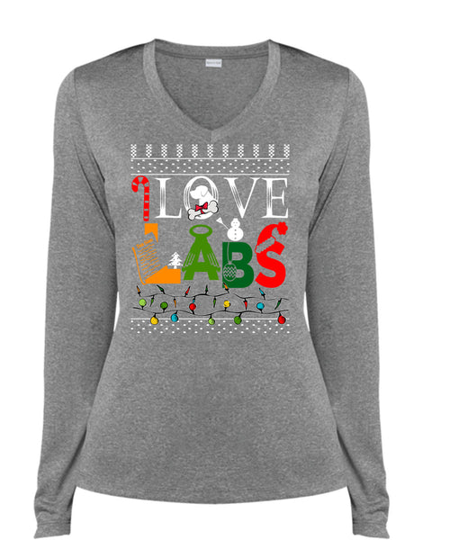 I Love Labs T Shirt, This Girl Loves Christmas T Shirt, Cool Shirt (Ladies LS Heather V-Neck)