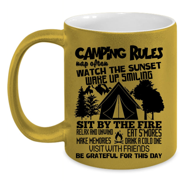 Awesome Gift For Camper Coffee Mug, Camping Rules Accent Mug