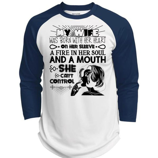 My Wife Was Born With Her Heart T Shirt, I Love Wife T Shirt, Awesome T-Shirts  (Polyester Game Baseball Jersey)