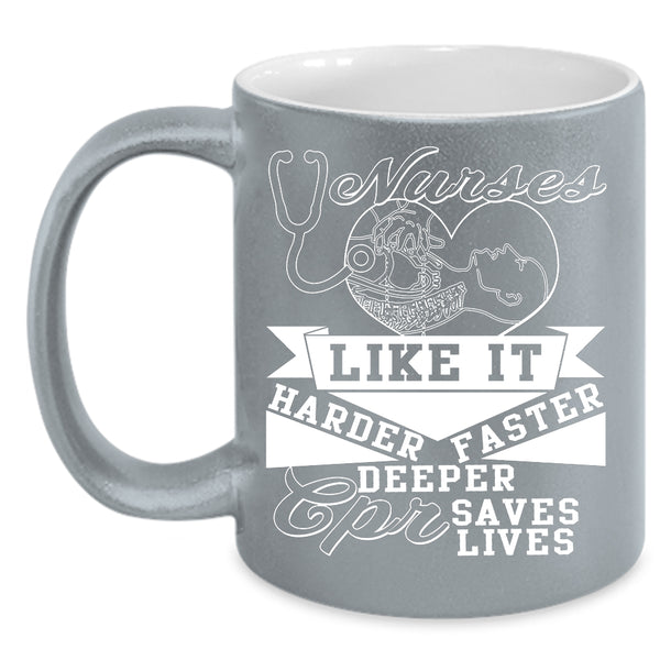 Nurses Coffee Mug, Harder Faster Deeper Coffee Cup
