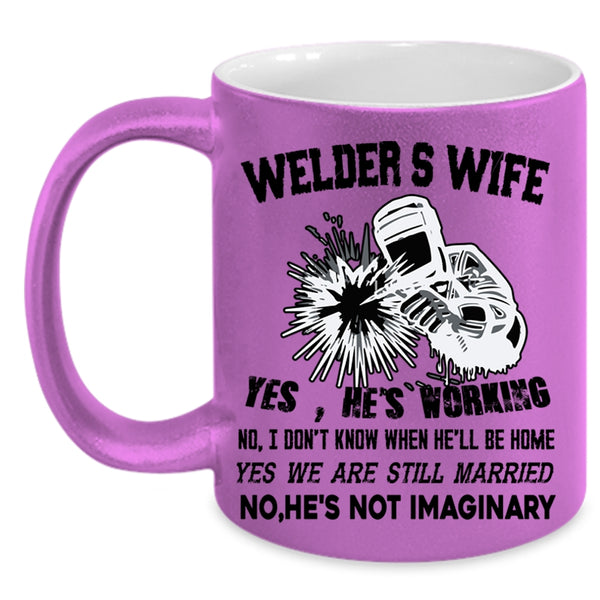I Love My Welder Coffee Mug, Welder's Wife Accent Mug