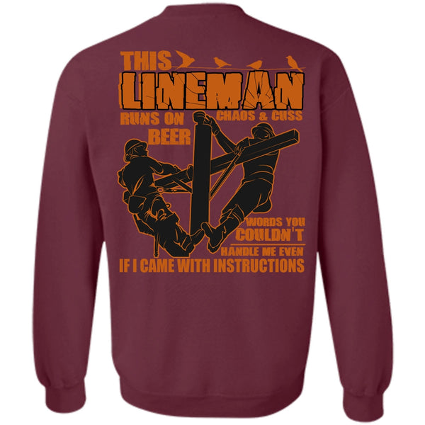 I Love Lineman T Shirt, I Came With Instructions Sweatshirt