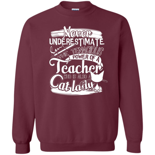 Power Of A Teacher T Shirt, Who Is Also A Cat Lady Sweatshirt