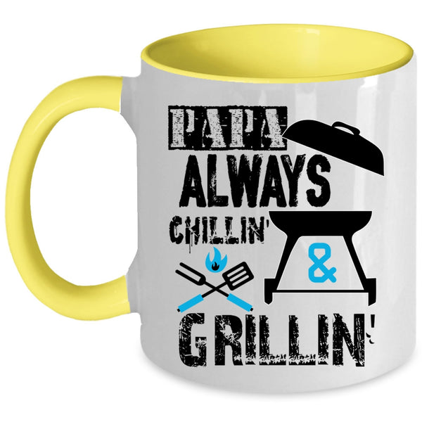 Awesome Papa Coffee Mug, Papa Always Chilling And Grilling Accent Mug