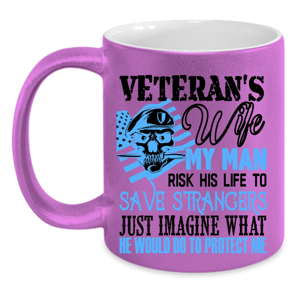 I Love My Veteran Coffee Mug, Veteran's Wife Accent Mug
