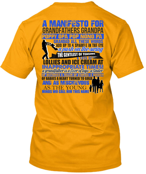 A Manifesto For Grandfathers Grandpa T Shirt, I Love My Kid T Shirt