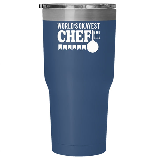World's Okayest Chef Tumbler 30 oz Stainless Steel, Cool Gift For Chef Travel Mug