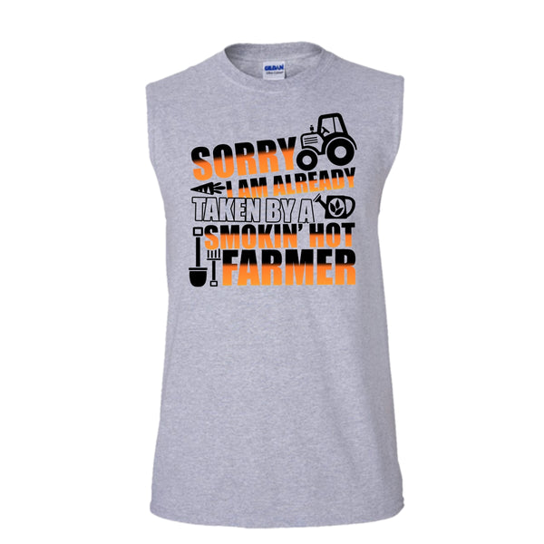 Sorry I'm Already Taken T Shirt, Coolest Farmer's Wife T Shirt, Awesome t-shirts (Men's Cotton Sleeveless)