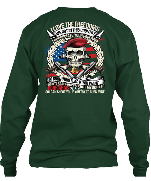 I Love The Freedoms T Shirt, Being A Veteran T Shirt