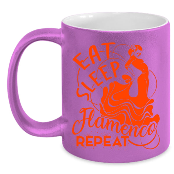 Eat Sleep Flamenco Repeat Coffee Mug, Spanish Music Coffee Cup