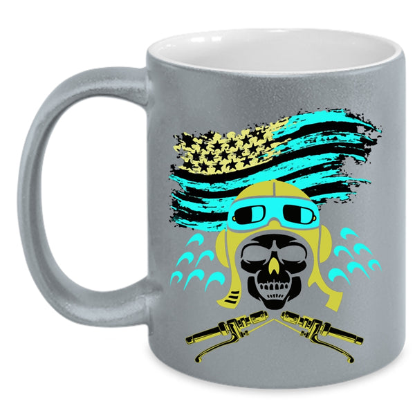 American Flag Coffee Mug, Cool Biker Accent Mug