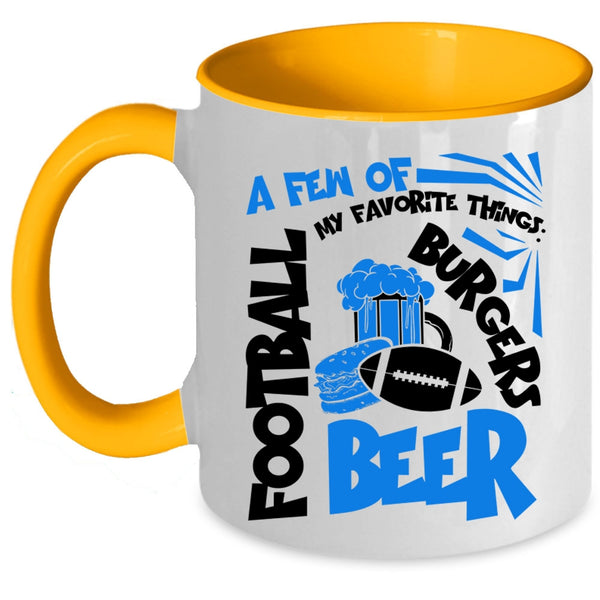 Football Beer Burgers Coffee Mug, A Few Of My Favorite Things Accent Mug