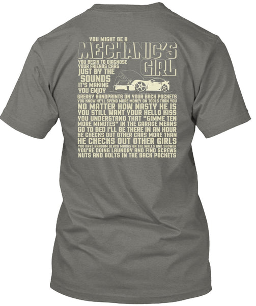 You Might Be A Mechanic's Girl T Shirt, He Checks Out Other Girls T Shirt