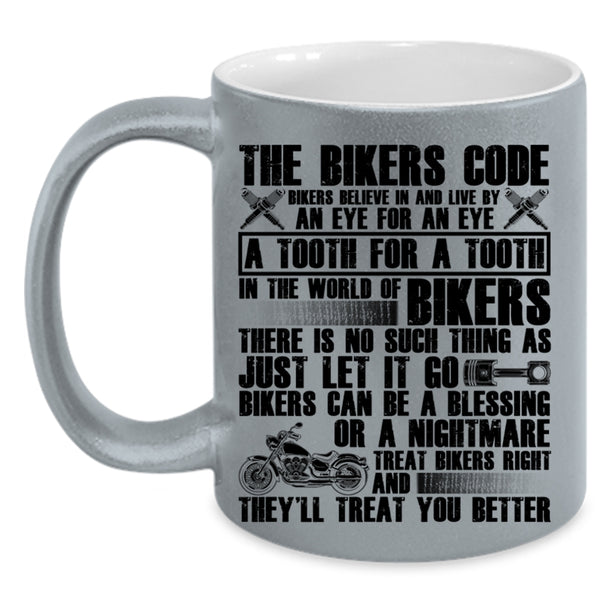 Cool Gift For Bikers Coffee Mug, The Bikers Code Accent Mug