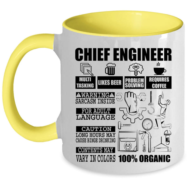 Cool Gift For Engineers Coffee Mug, Chief Engineer Accent Mug