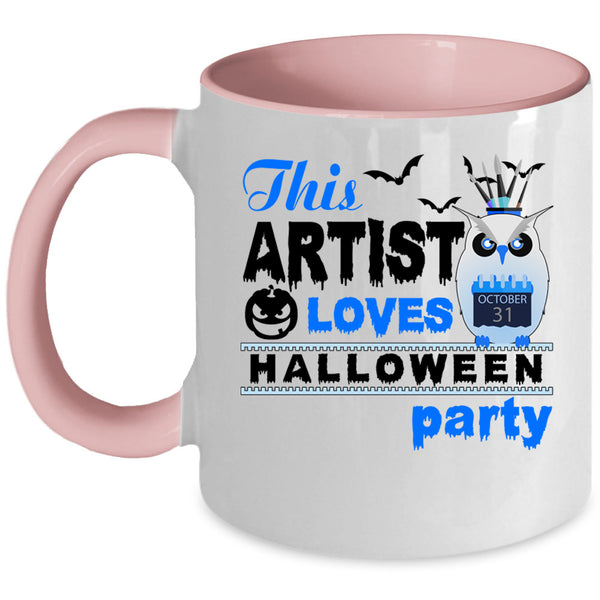 Cool Owl Coffee Mug, This Artist Loves Halloween Party Accent Mug