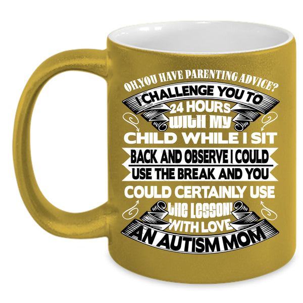 With Love An Autism Mom Coffee Mug, Awesome Mom Coffee Cup