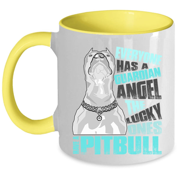 The Lucky Ones Have A Pitbull Coffee Mug, Everyone Has A Guardian Angel Accent Mug
