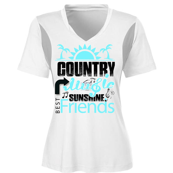 Country Music Sunshine Best Friends T Shirt, My Favorite T Shirt, Cool Shirt (Ladies LS Heather V-Neck)
