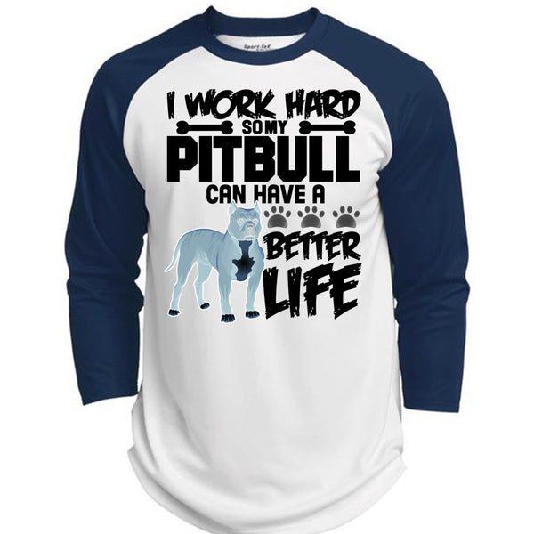 I Work Hard So My Pit Bull T Shirt, I Love Pit Bull T Shirt, Awesome T-Shirts  (Polyester Game Baseball Jersey)