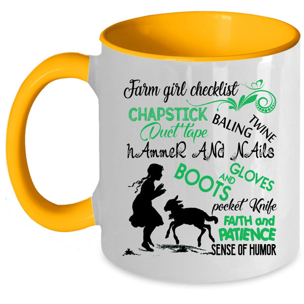 Beautiful Girls Coffee Mug, Farm Girl Checklist Accent Mug