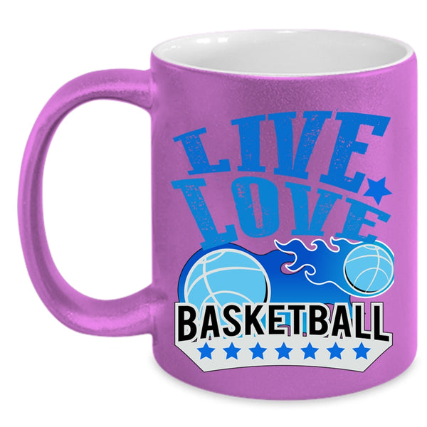 Cute Basketball Player Coffee Mug, Live Love Basketball Accent Mug