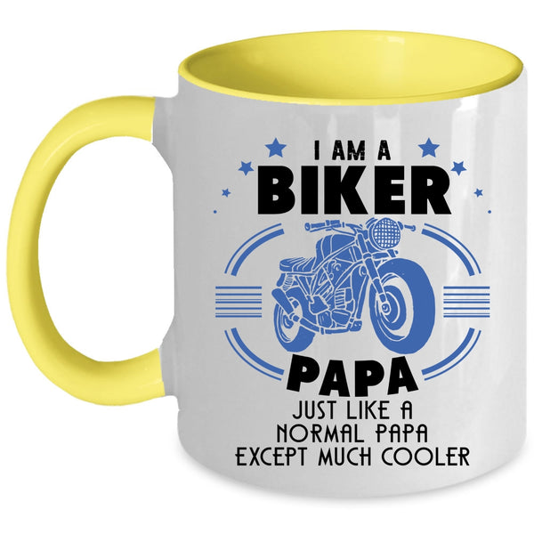 Cool Papa Coffee Mug, I Am A Biker Papa Accent Mug