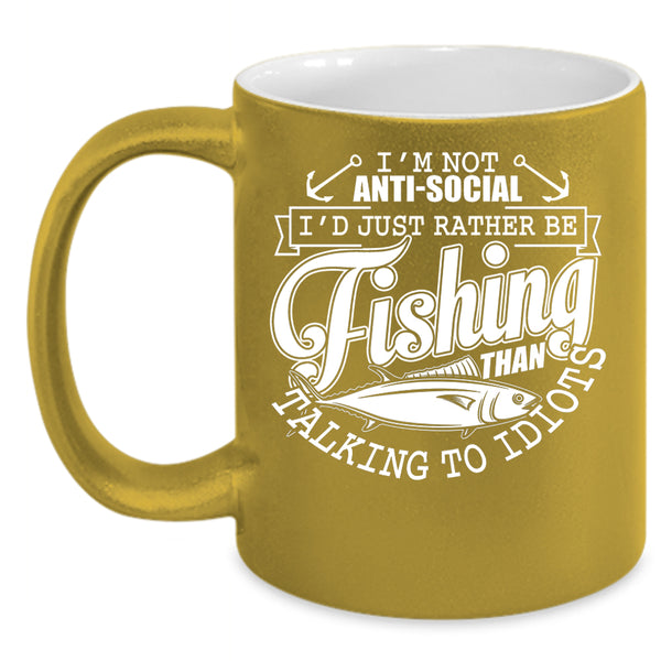 I'd Just Rather Be Fishing Coffee Mug, Cool Fishing Coffee Cup