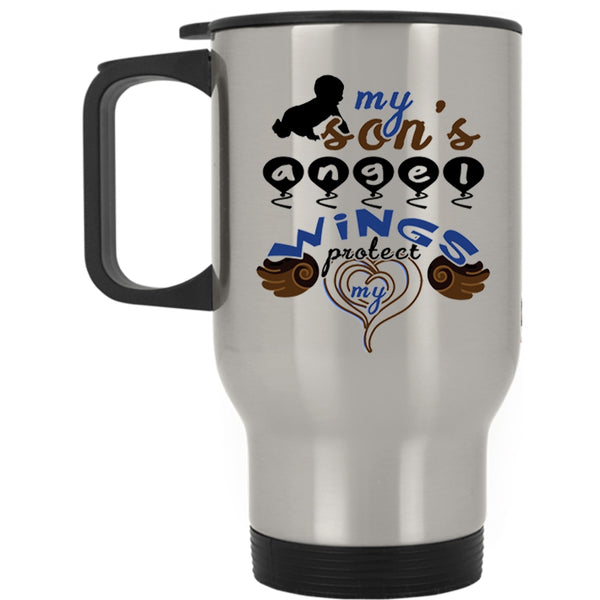 My Son Travel Mug, My Son's Angel Wings Protect My Heart Mug