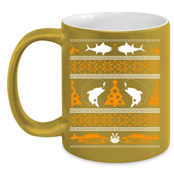Funny Fishing Coffee Mug, Christmas Tree  Coffee Cup