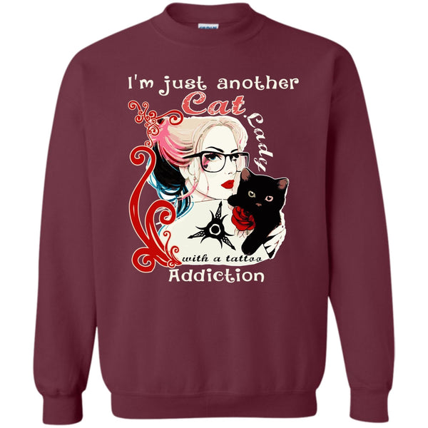 Cat Lady With A Tattoo Addiction T Shirt, Coolest Cat Lady Sweatshirt