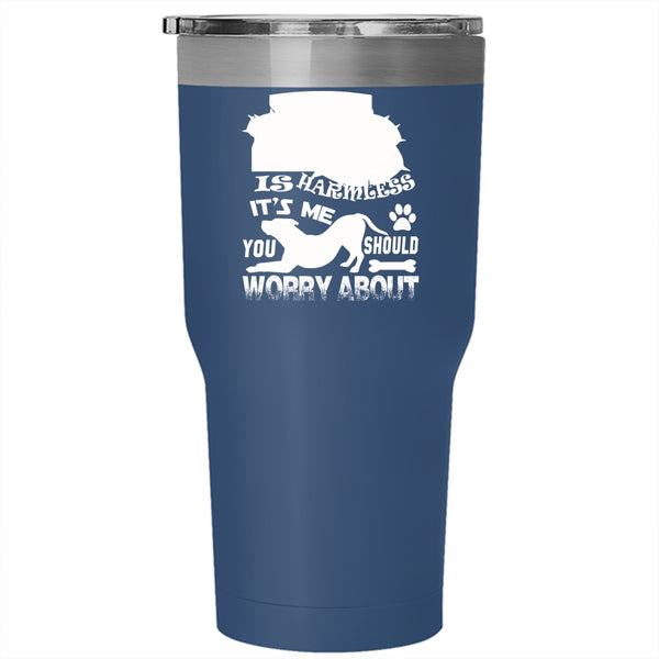 My Pitbulls Is Harmless Tumbler 30 oz Stainless Steel, Gift For Dog Lovers Travel Mug