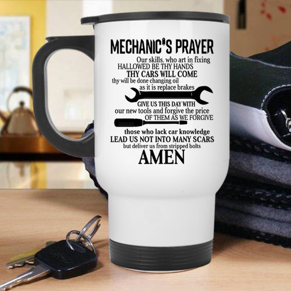 Cool Gift For Mechanics Travel Mug, Mechanic's Prayer Mug
