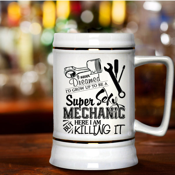 Being A Mechanic Beer Stein 22oz, I'd Grow Up To Be A Mechanic Beer Mug