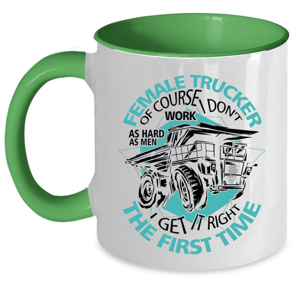 Cool Gift For Mom Coffee Mug, Female Trucker Accent Mug