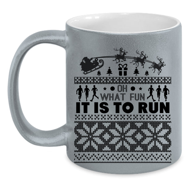 Cool Running Coffee Mug, Oh What Fun It Is To Run Accent Mug