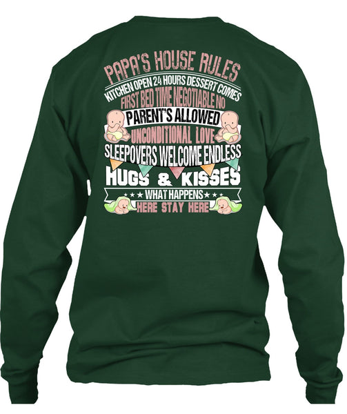 Papa's House Rules T Shirt, Hugs And Kisses T Shirt