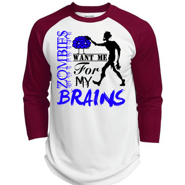 Zombies Want Me For My Brains T Shirt, Wait For Halloween T Shirt, Awesome T-Shirts  (Polyester Game Baseball Jersey)
