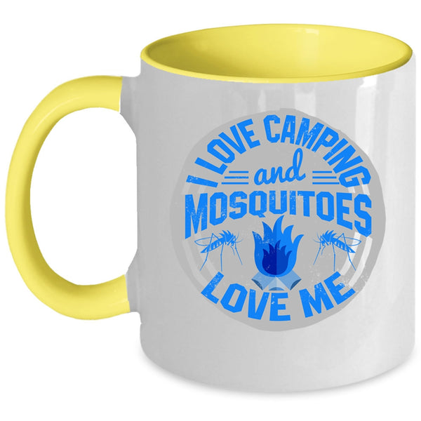 Mosquitoes Love Me Coffee Mug, I Love Camping Accent Mug