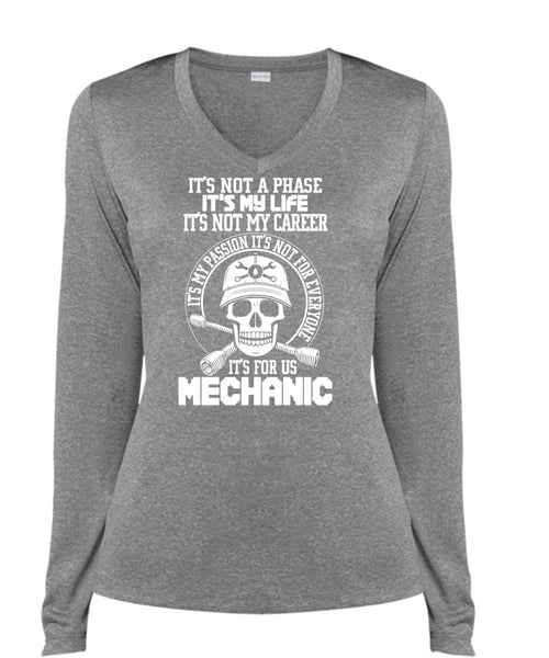 It's For Us Mechanic T Shirt, It's Not My Career T Shirt, Cool Shirt (Ladies LS Heather V-Neck)