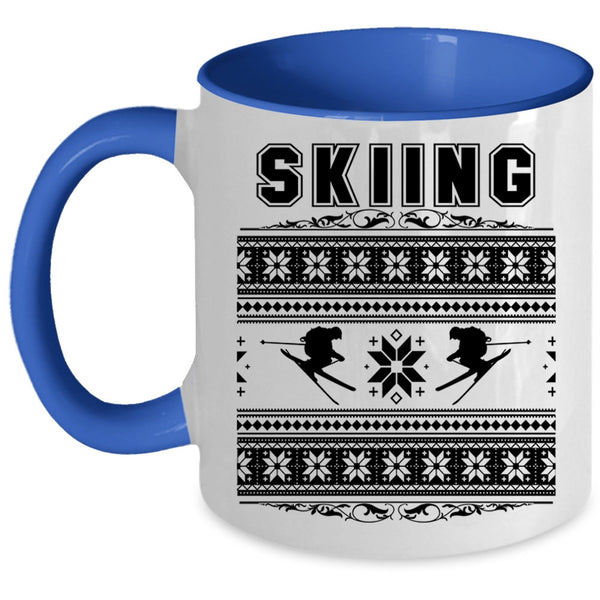 Funny Ugly Christmas Coffee Mug, Skiing Accent Mug