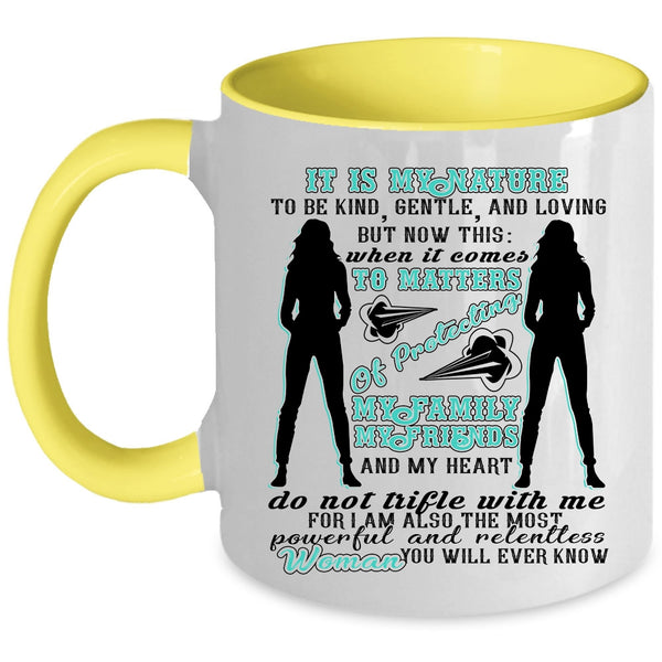 Cool Woman Coffee Mug, My Family My Friends And My Heart Accent Mug
