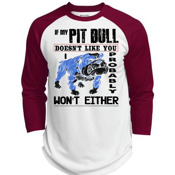 If My Pit Bull Doesn't Like You T Shirt, I Love My Dogs T Shirt, Awesome T-Shirts  (Polyester Game Baseball Jersey)