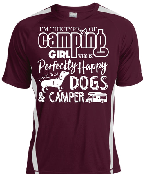 I'm The Type Of Camping Girl T Shirt, Dogs And Camper T Shirt, Cool Shirt