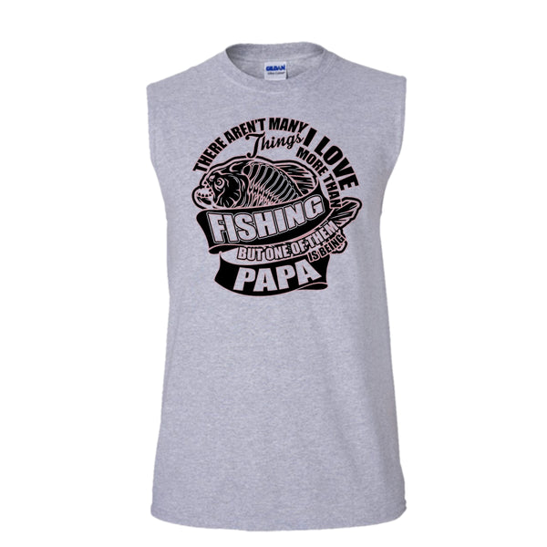 I Love More Than Fishing T Shirt, Fishing Dad Tank Top (Men's Cotton Sleeveless)