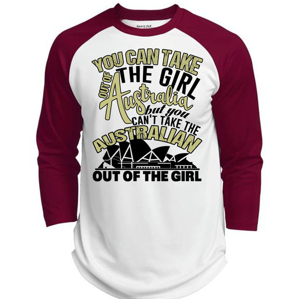 You Can Take The Girl Out Of Australia T Shirt, I Love Australia T Shirt, Awesome T-Shirts  (Polyester Game Baseball Jersey)