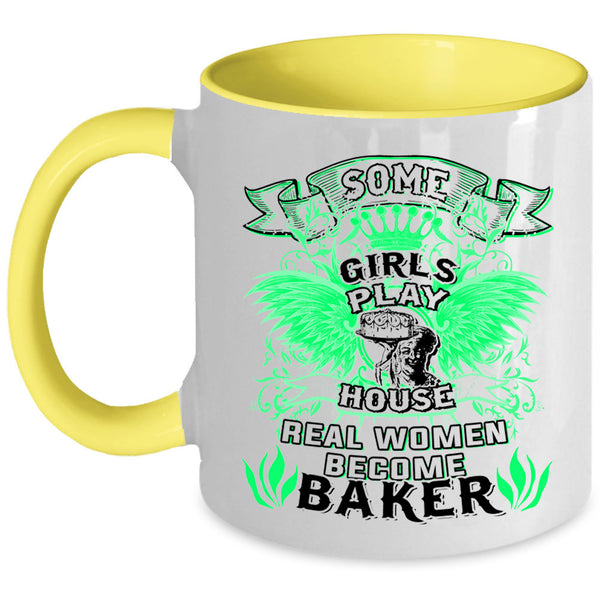 Beautiful Lady Coffee Mug, Real Women Become Baker Accent Mug