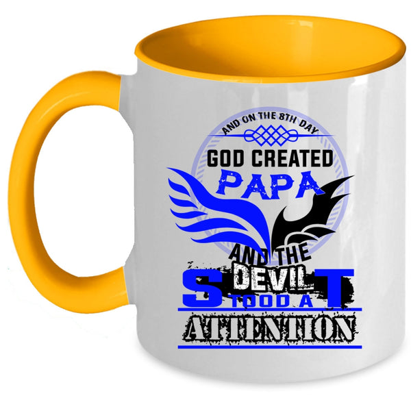Best Dad Ever Coffee Mug, On The 8th Day God Created Papa Accent Mug